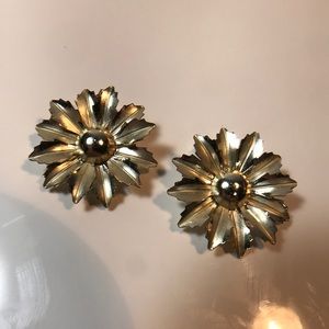 Coro signed vintage clip light goldtone earrings
